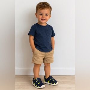 Cat & Jack Navy and Lime Green Hook-and-Loop Kids Sandals